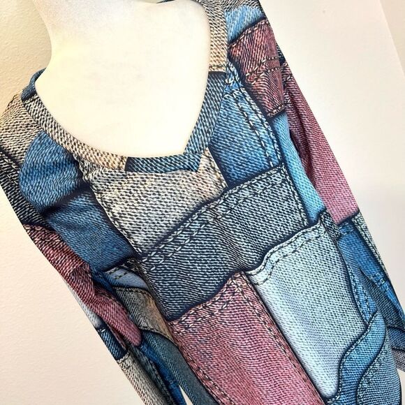EXCLUSIVE Patchwork Long Sleeve Women’s Top Size Medium - Picture 3 of 7